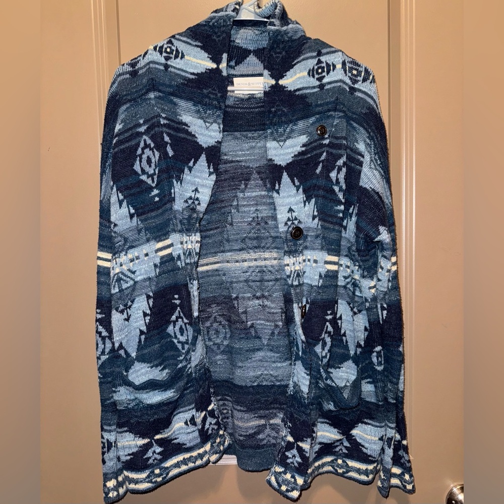 Denim & Supply Ralph Lauren Blue Aztec Pattern Cardigan